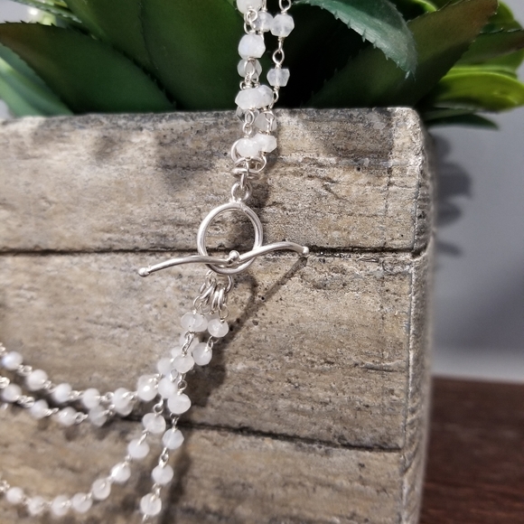 💎STERLING SILVER AND MOONSTONE STATMENT NECKLACE. - Picture 6 of 8
